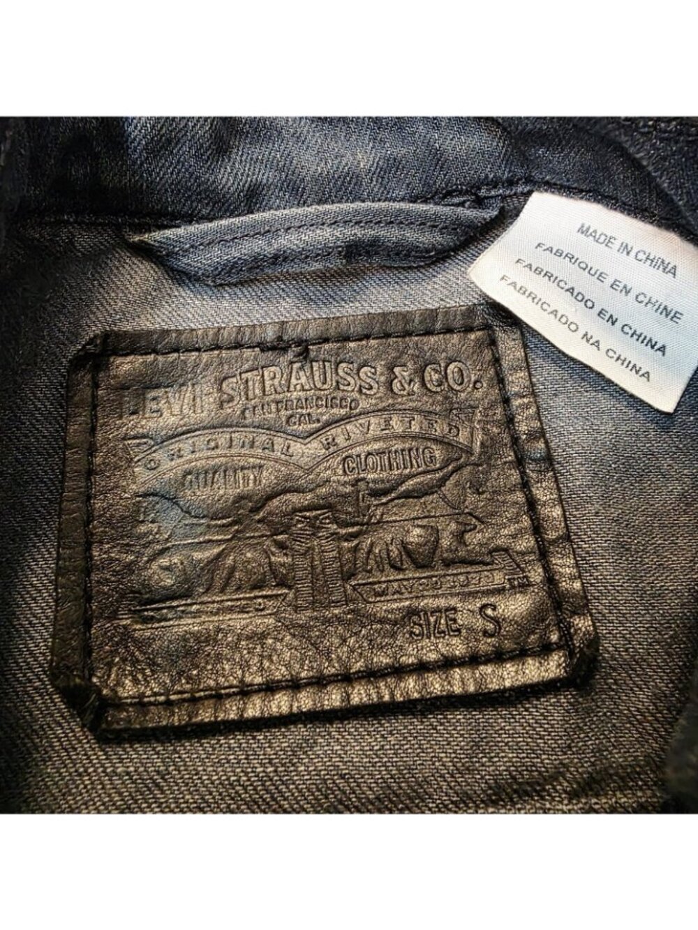 Vtg 2012 Iconic Classic Levi's Denim Trucker Jacket Sz Sm Black Label - Picture 3 of 8